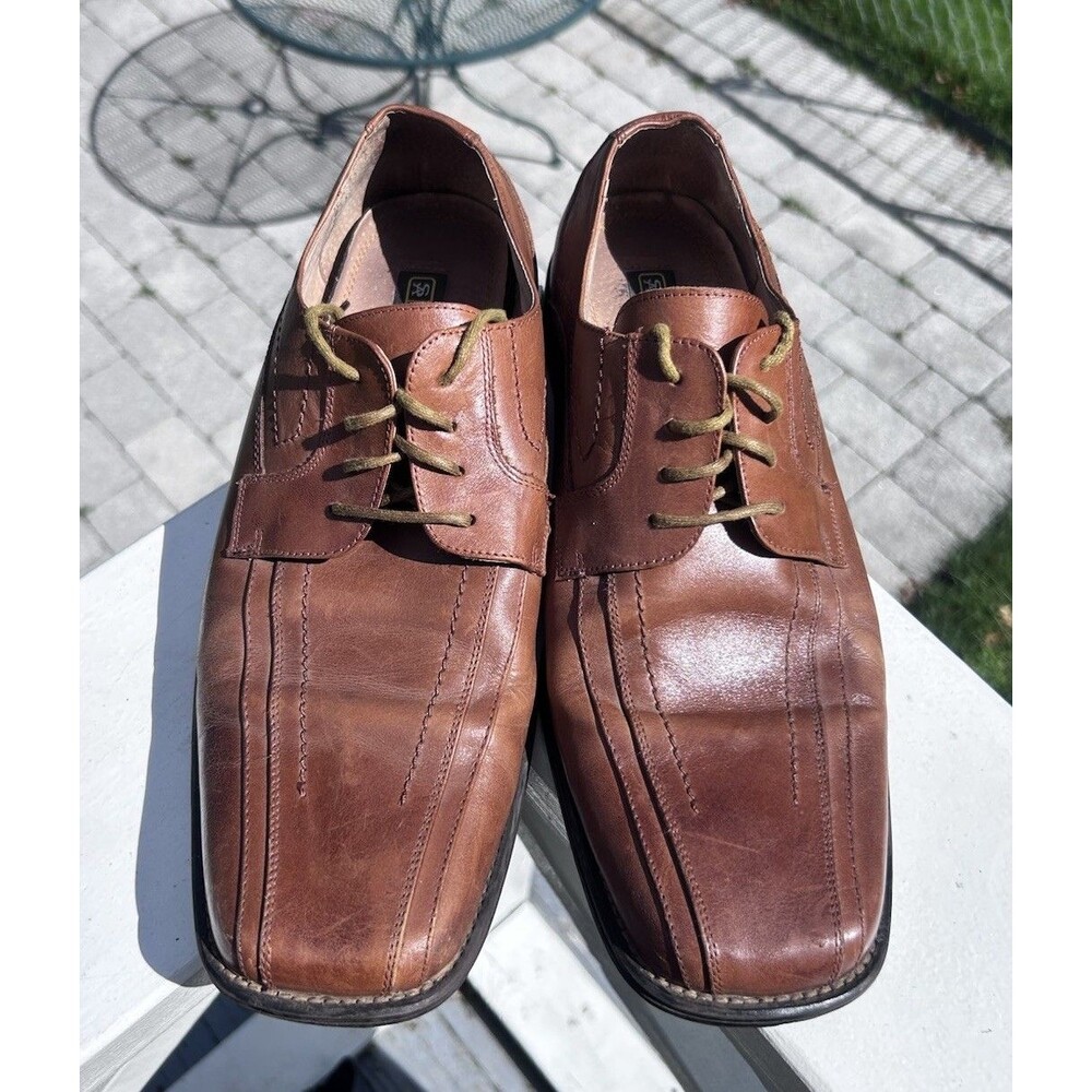 Stacy Adams Men’s Brown Leather Square Toe Oxford Dress Shoes Lace-Up Size 11 M